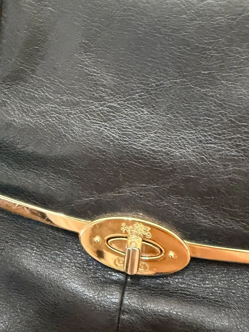 Coach Black Leather Shoulder Bag with Gold Hardware